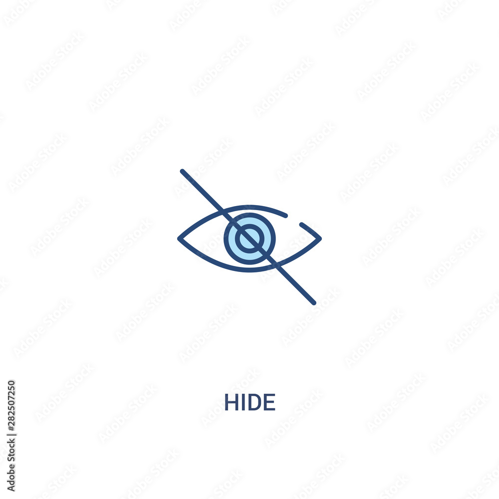 Poster hide concept 2 colored icon. simple line element illustration. outline blue hide symbol. can be used