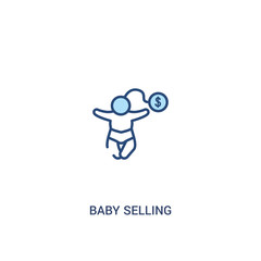 baby selling concept 2 colored icon. simple line element illustration. outline blue baby selling symbol. can be used for web and mobile ui/ux.