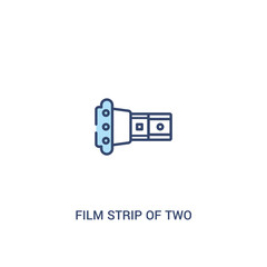 film strip of two photograms concept 2 colored icon. simple line element illustration. outline blue film strip of two photograms symbol. can be used for web and mobile ui/ux.