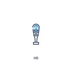 hd concept 2 colored icon. simple line element illustration. outline blue hd symbol. can be used for web and mobile ui/ux.