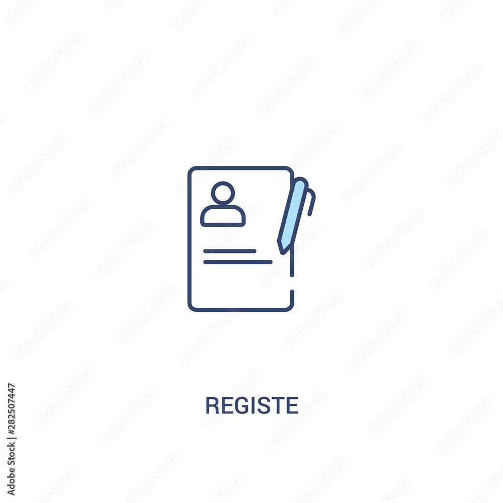 Poster registe concept 2 colored icon. simple line element illustration. outline blue registe symbol. can b
