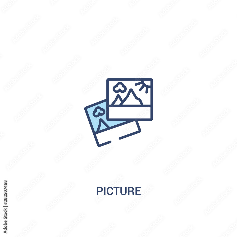 Poster picture concept 2 colored icon. simple line element illustration. outline blue picture symbol. can b