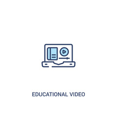 educational video concept 2 colored icon. simple line element illustration. outline blue educational video symbol. can be used for web and mobile ui/ux.
