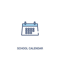 school calendar concept 2 colored icon. simple line element illustration. outline blue school calendar symbol. can be used for web and mobile ui/ux.