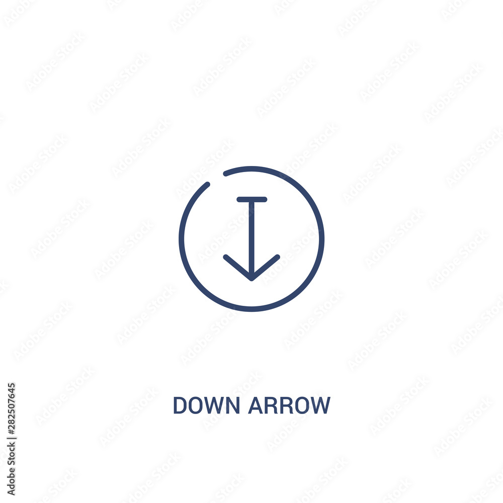 Poster down arrow concept 2 colored icon. simple line element illustration. outline blue down arrow symbol.