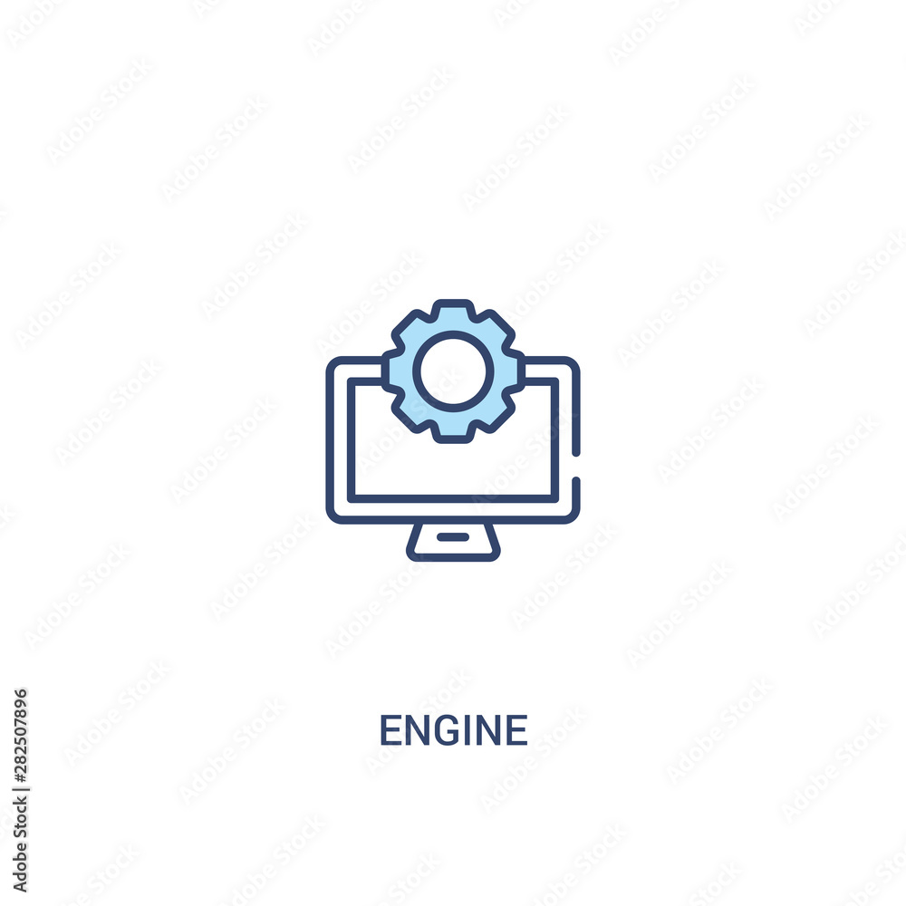Poster engine concept 2 colored icon. simple line element illustration. outline blue engine symbol. can be 