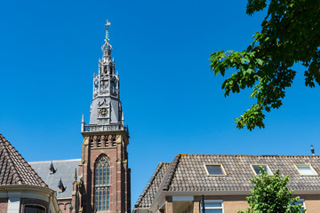 Fototapeta na wymiar tower of church called Grote Kerk. Schagen, The Netherlands