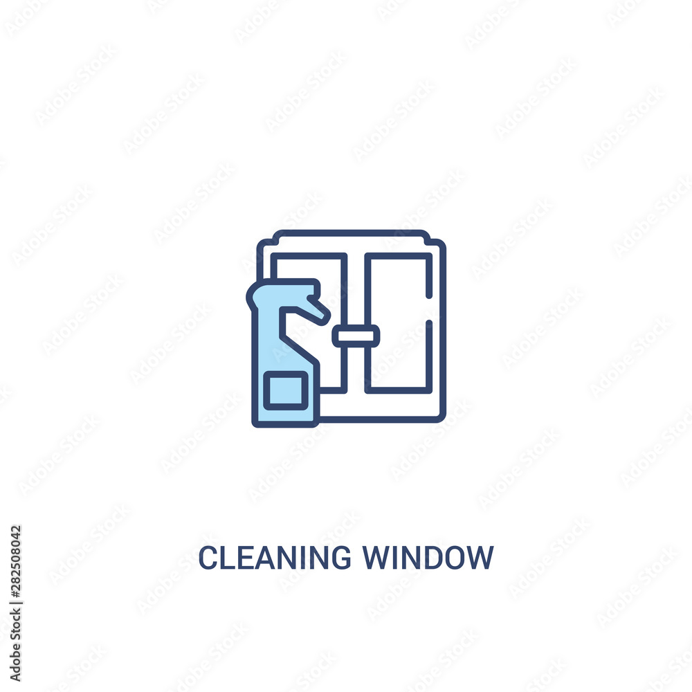 Poster cleaning window concept 2 colored icon. simple line element illustration. outline blue cleaning wind