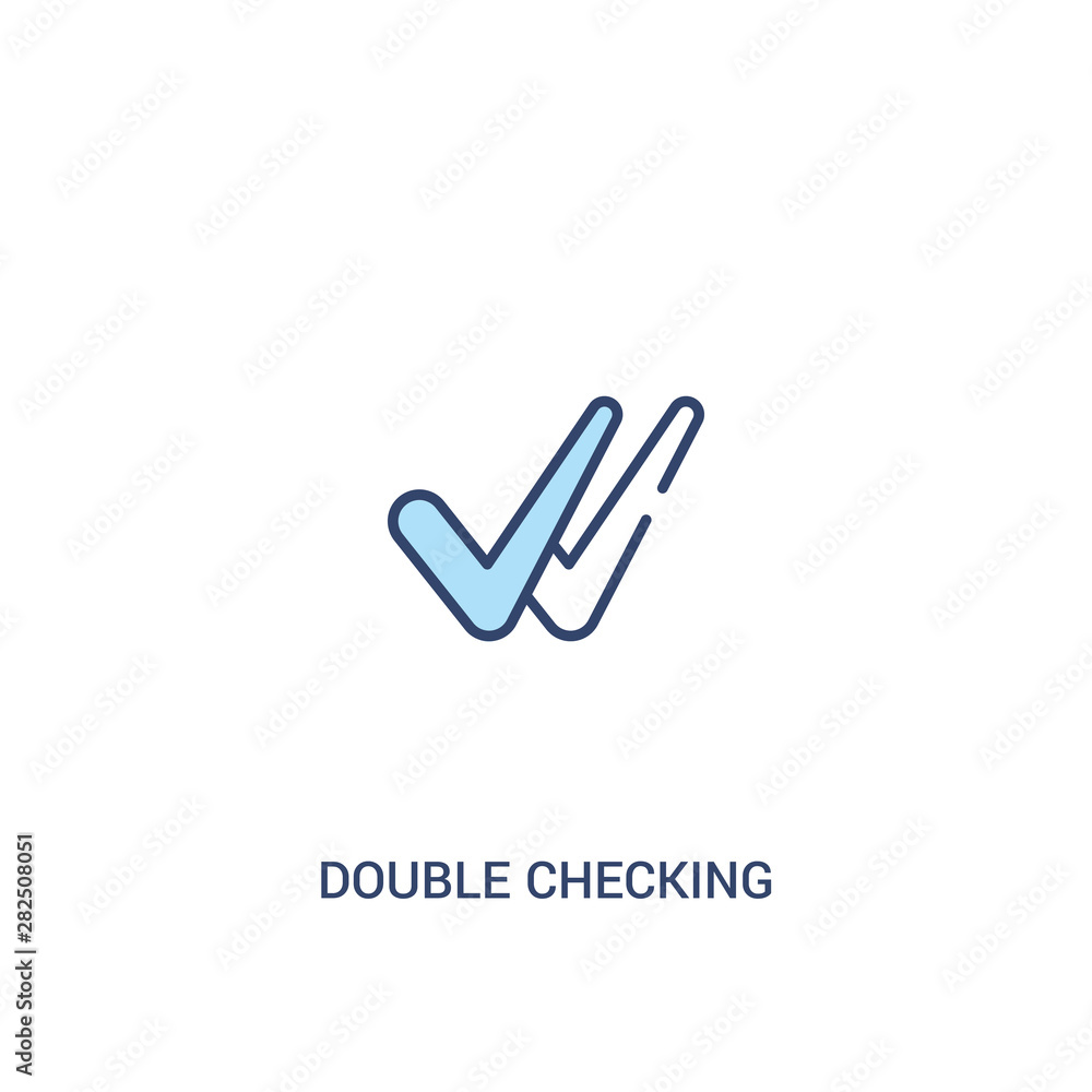 Poster double checking concept 2 colored icon. simple line element illustration. outline blue double checki