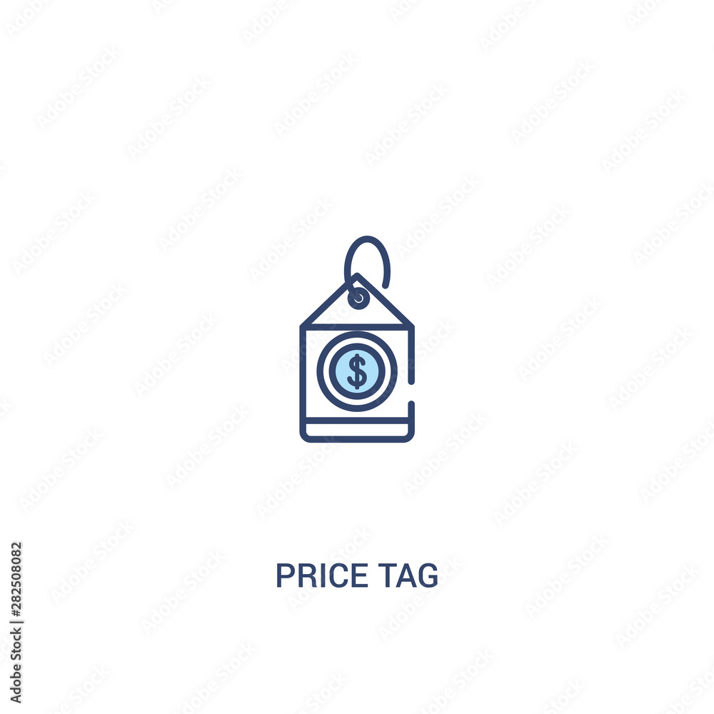 Poster price tag concept 2 colored icon. simple line element illustration. outline blue price tag symbol. c