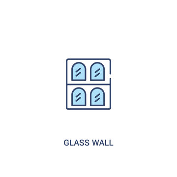 glass wall concept 2 colored icon. simple line element illustration. outline blue glass wall symbol. can be used for web and mobile ui/ux.