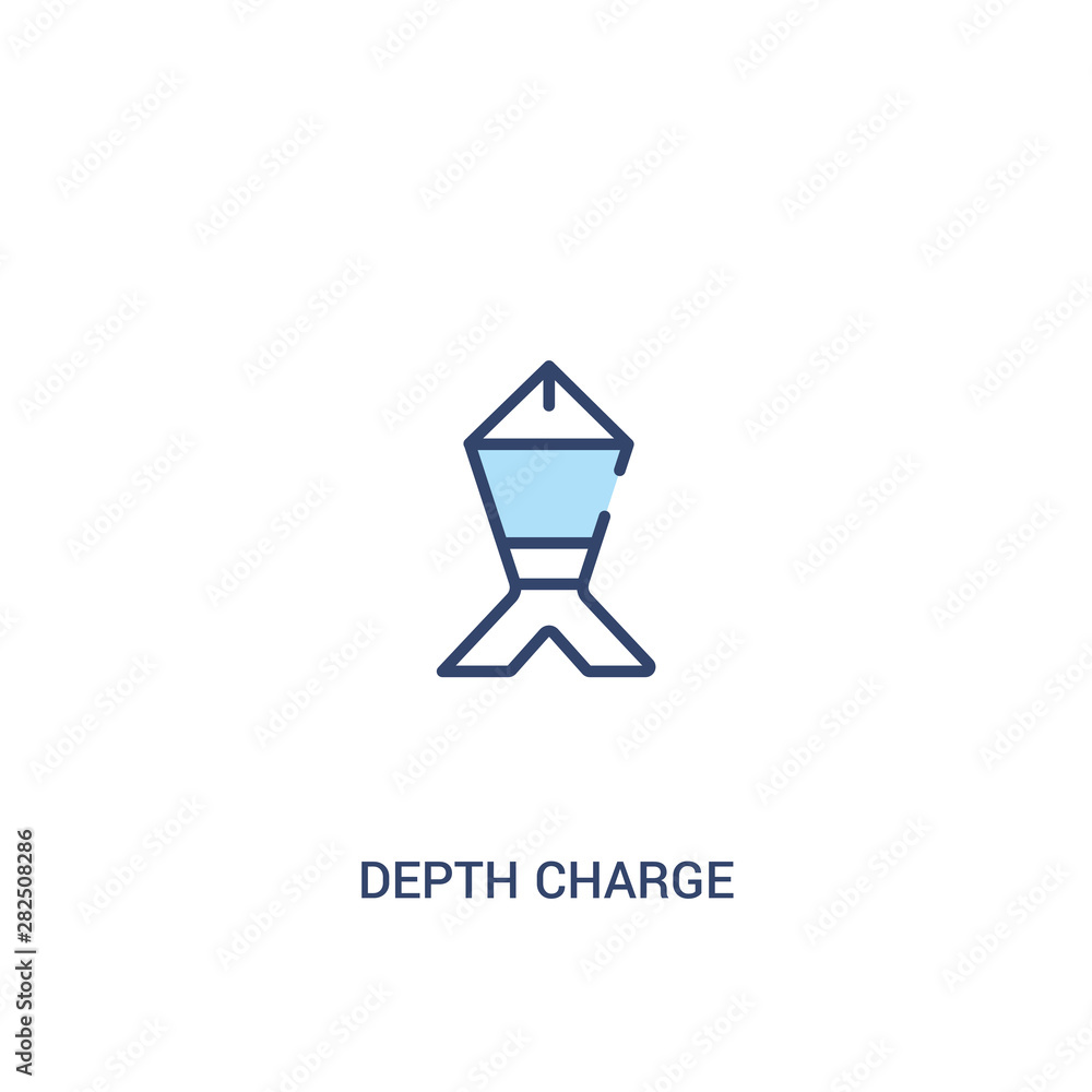 Poster depth charge concept 2 colored icon. simple line element illustration. outline blue depth charge sym