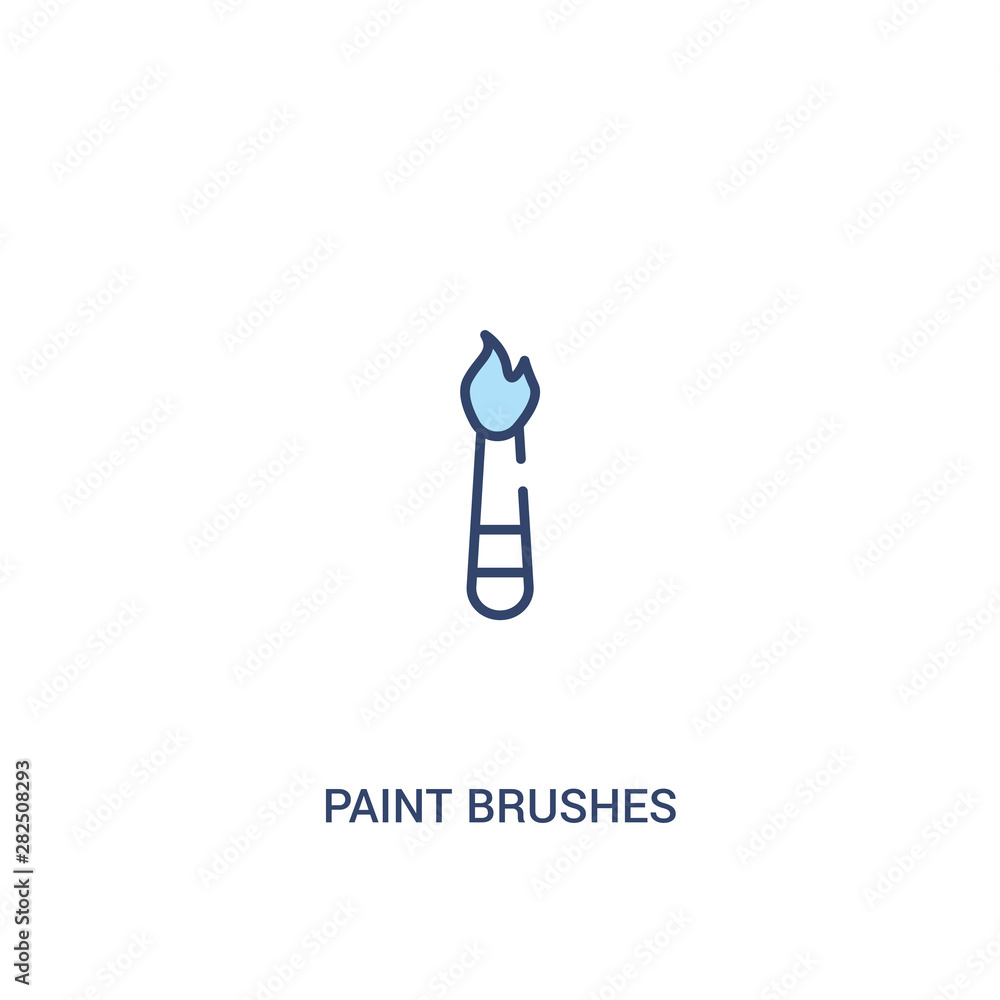 Poster paint brushes concept 2 colored icon. simple line element illustration. outline blue paint brushes s