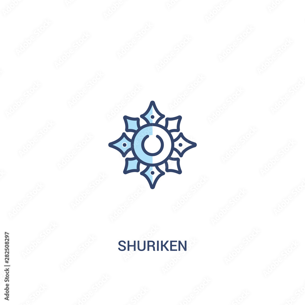 Poster shuriken concept 2 colored icon. simple line element illustration. outline blue shuriken symbol. can