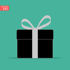 Illustration of gift box icon o background. Christmas gift icon illustration vector symbol. Present gift box icon. Package in gift wrap, vector eps 10 - box icon