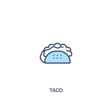 taco concept 2 colored icon. simple line element illustration. outline blue taco symbol. can be used for web and mobile ui/ux.