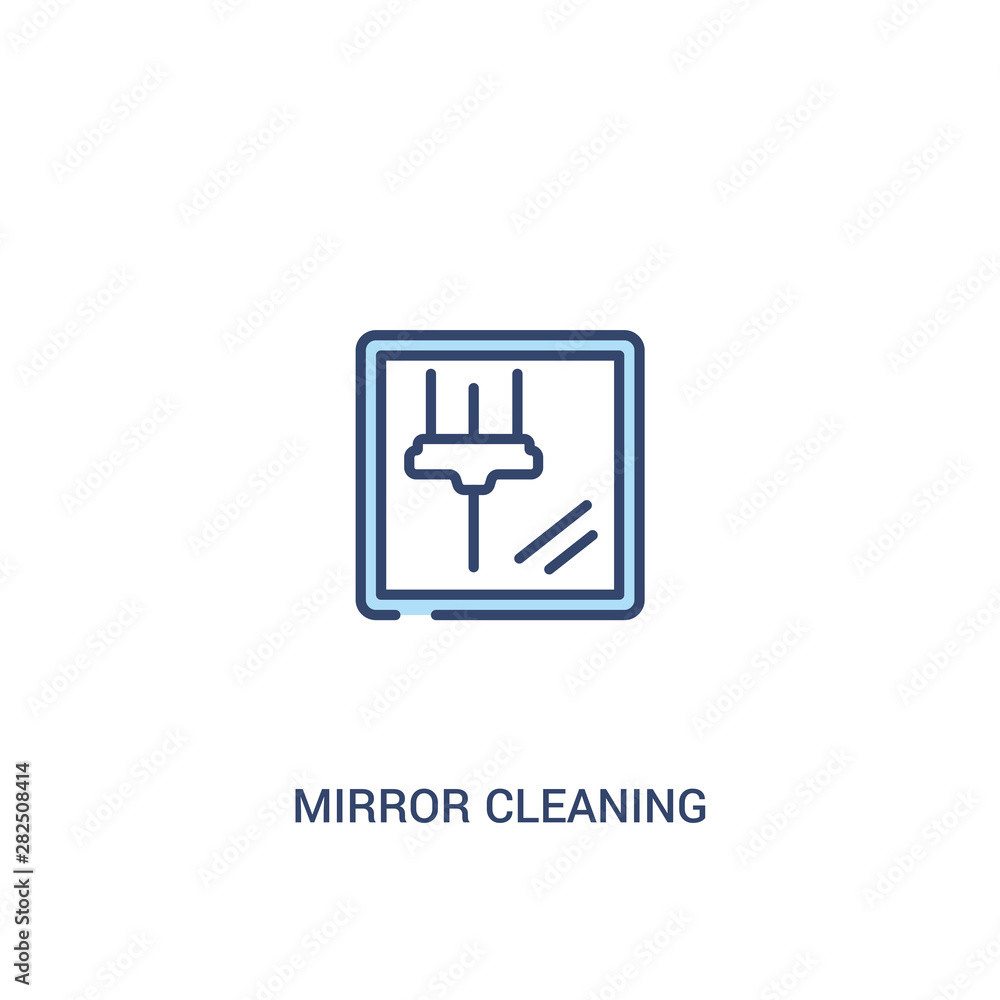 Poster mirror cleaning concept 2 colored icon. simple line element illustration. outline blue mirror cleani