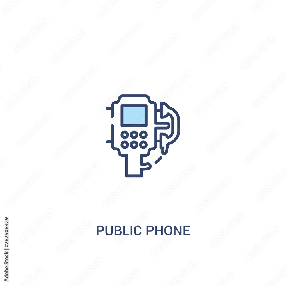 Aufkleber public phone concept 2 colored icon. simple line element illustration. outline blue public phone sym