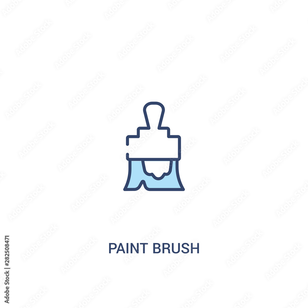 Poster paint brush concept 2 colored icon. simple line element illustration. outline blue paint brush symbo