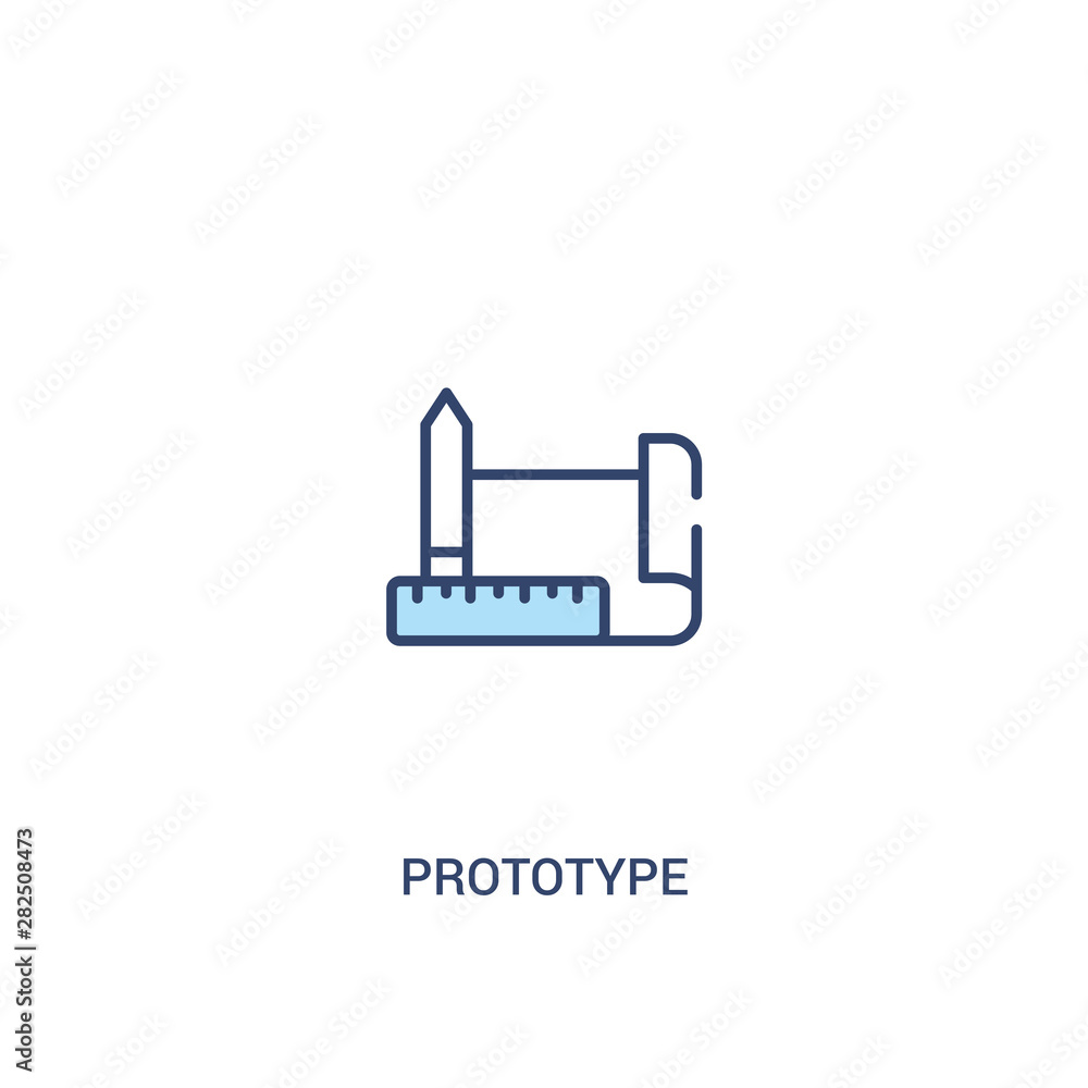 Poster prototype concept 2 colored icon. simple line element illustration. outline blue prototype symbol. c