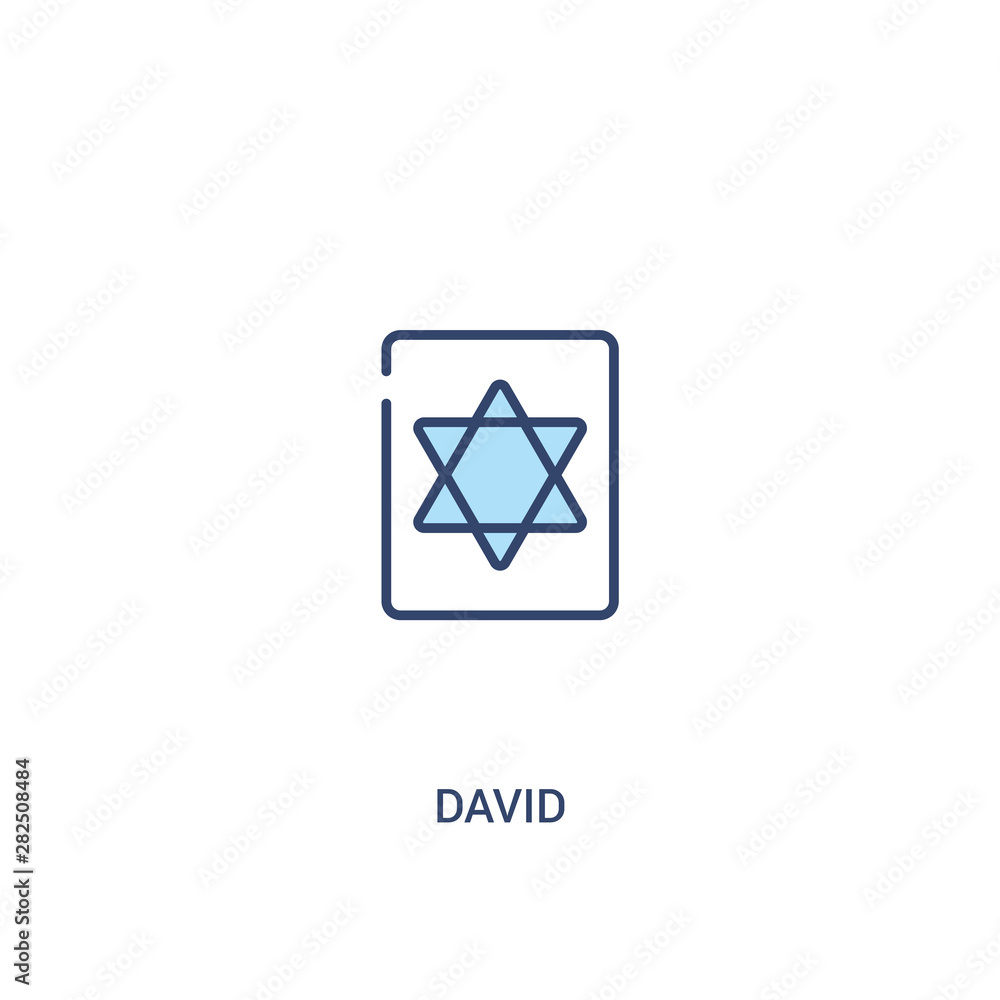 Poster david concept 2 colored icon. simple line element illustration. outline blue david symbol. can be us