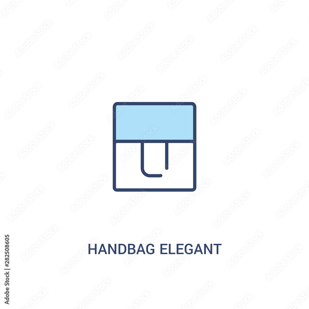 Poster handbag elegant de concept 2 colored icon. simple line element illustration. outline blue handbag el