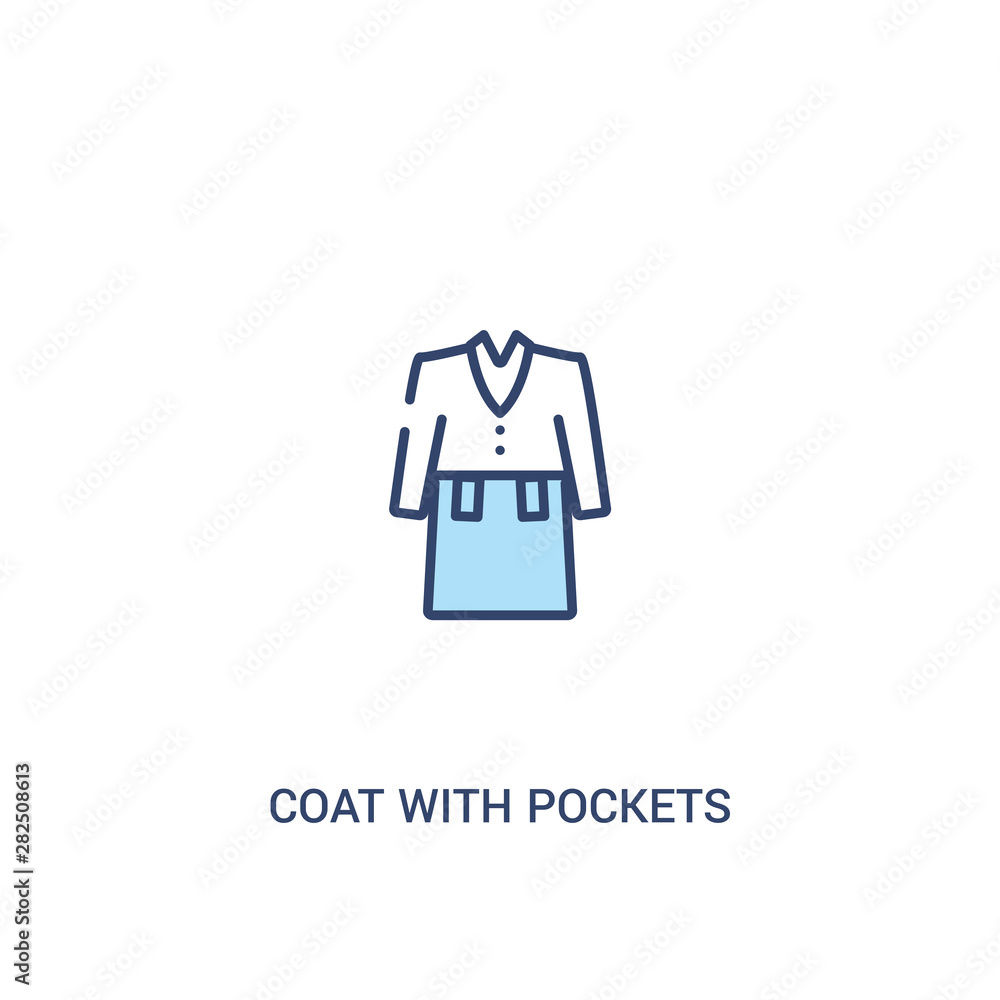 Poster coat with pockets concept 2 colored icon. simple line element illustration. outline blue coat with p