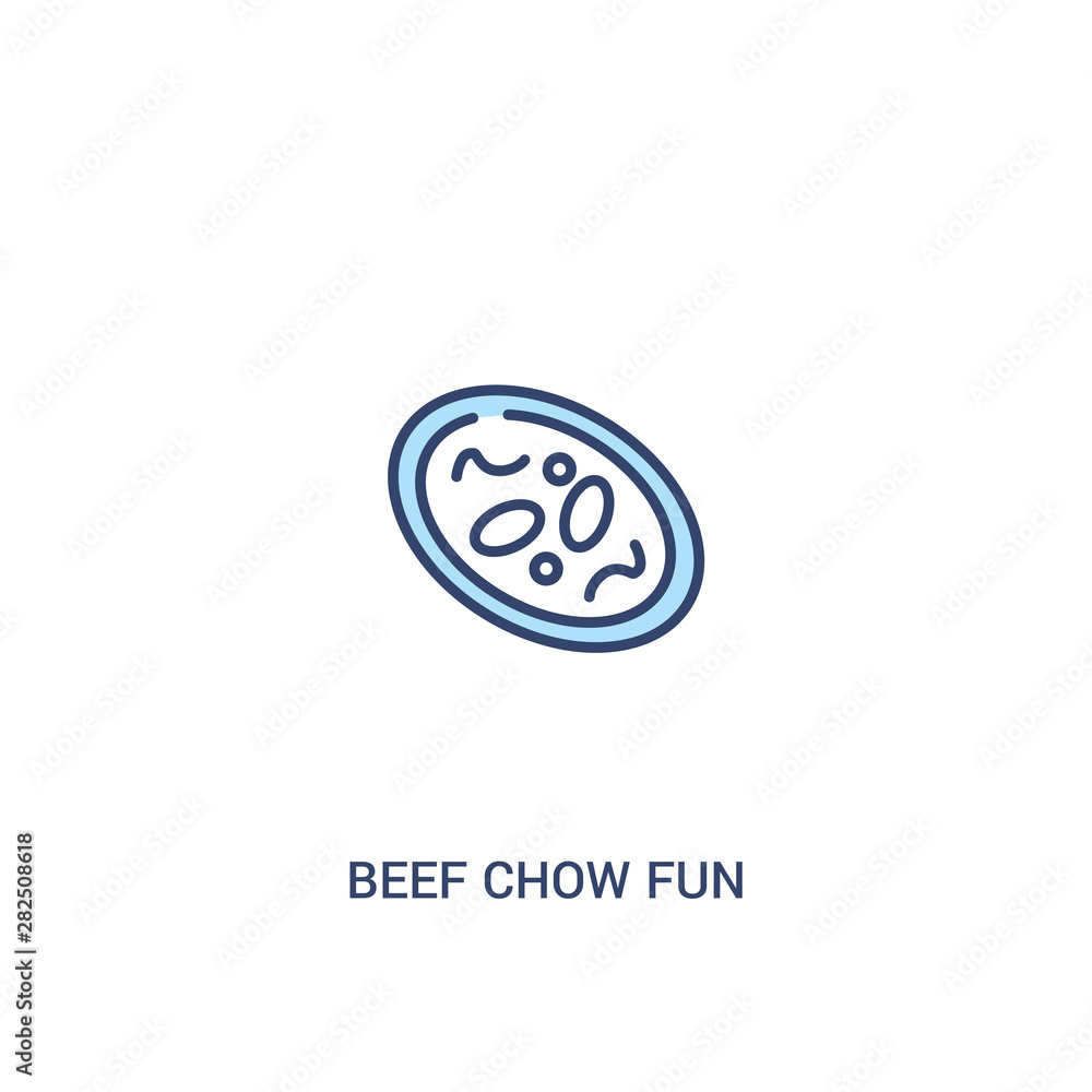 Poster beef chow fun concept 2 colored icon. simple line element illustration. outline blue beef chow fun s