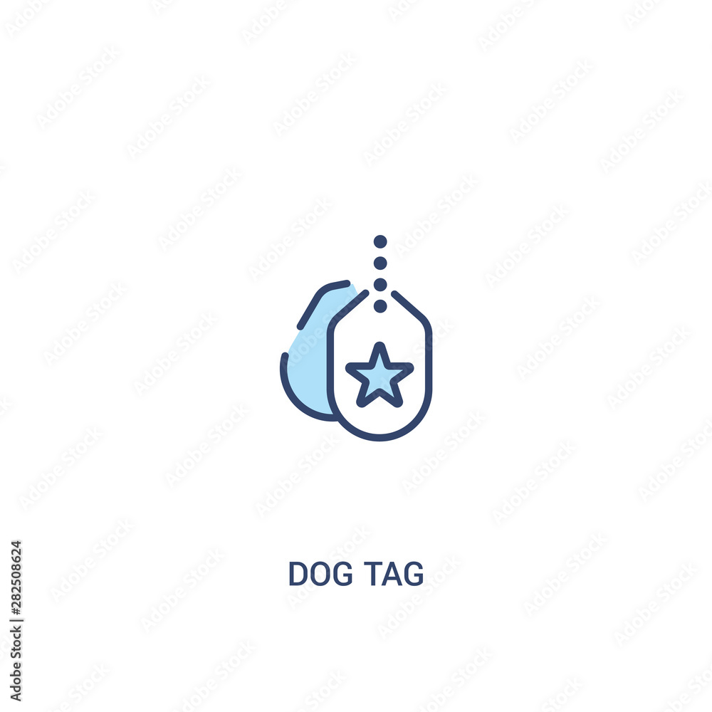 Poster dog tag concept 2 colored icon. simple line element illustration. outline blue dog tag symbol. can b
