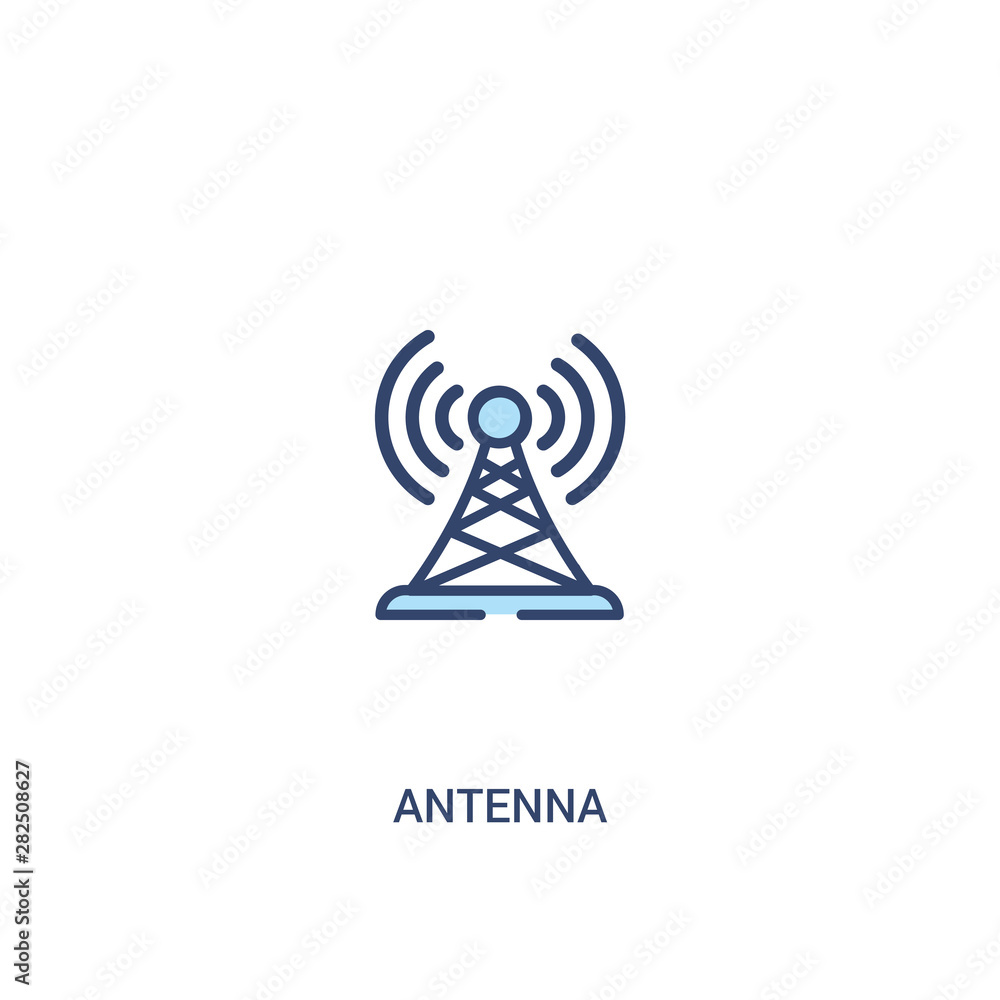 Poster antenna concept 2 colored icon. simple line element illustration. outline blue antenna symbol. can b