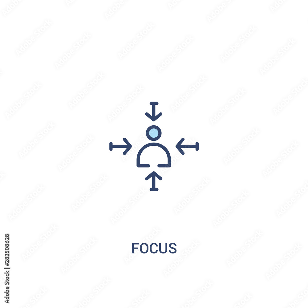 Poster focus concept 2 colored icon. simple line element illustration. outline blue focus symbol. can be us