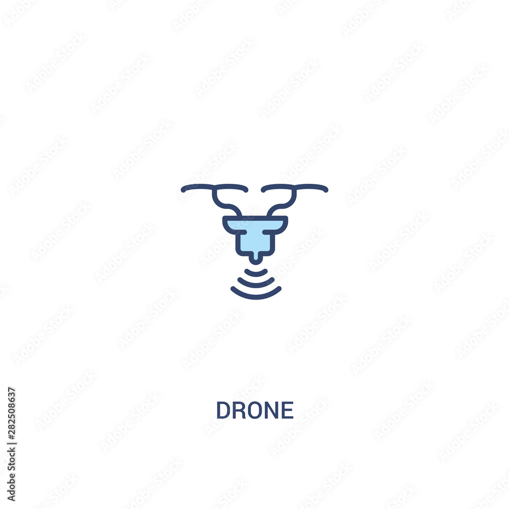 Poster drone concept 2 colored icon. simple line element illustration. outline blue drone symbol. can be us