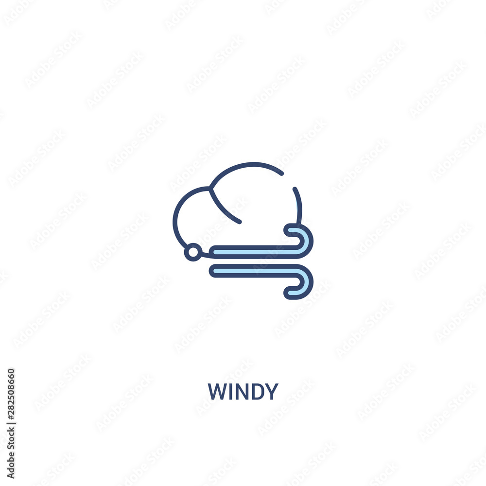 Poster windy concept 2 colored icon. simple line element illustration. outline blue windy symbol. can be us