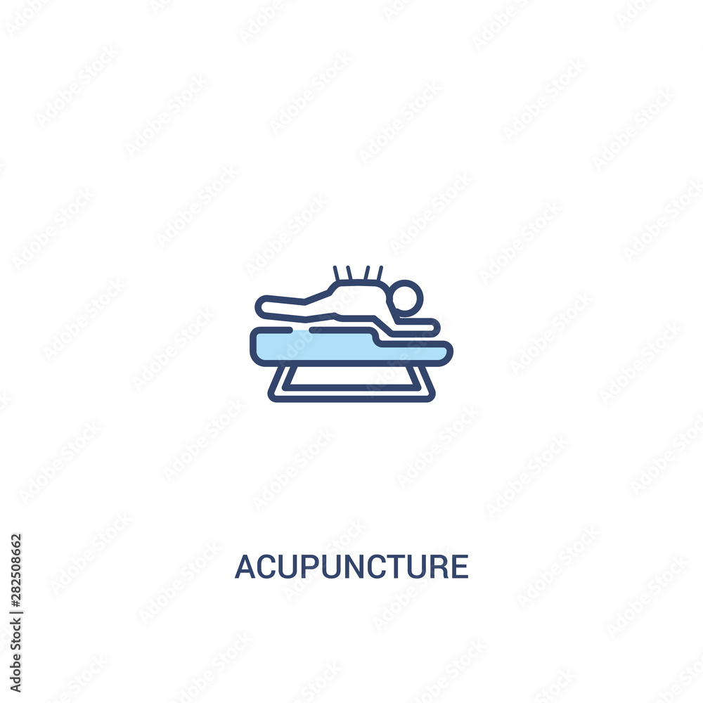 Poster acupuncture concept 2 colored icon. simple line element illustration. outline blue acupuncture symbo