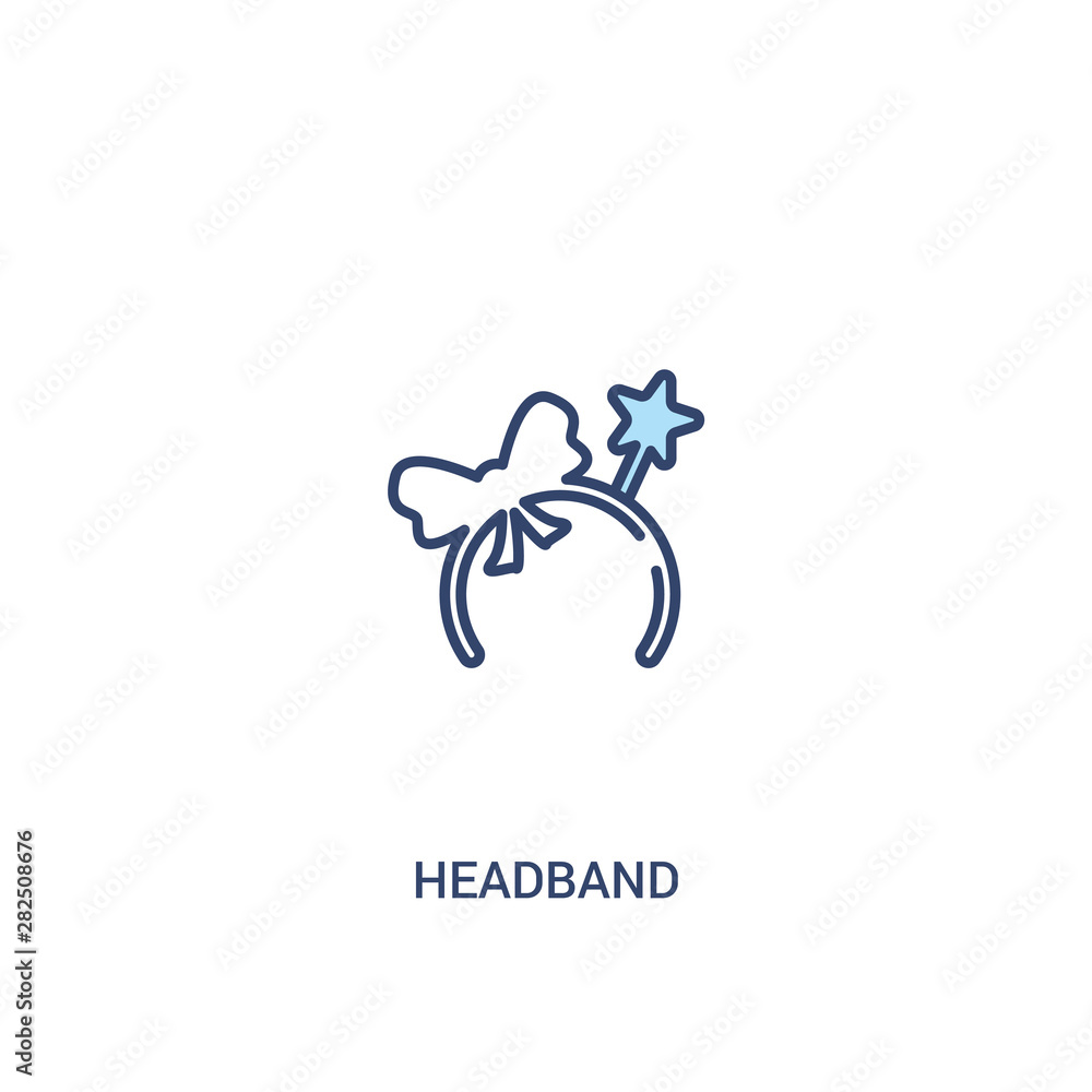 Poster headband concept 2 colored icon. simple line element illustration. outline blue headband symbol. can