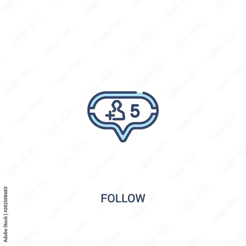 Aufkleber follow concept 2 colored icon. simple line element illustration. outline blue follow symbol. can be 