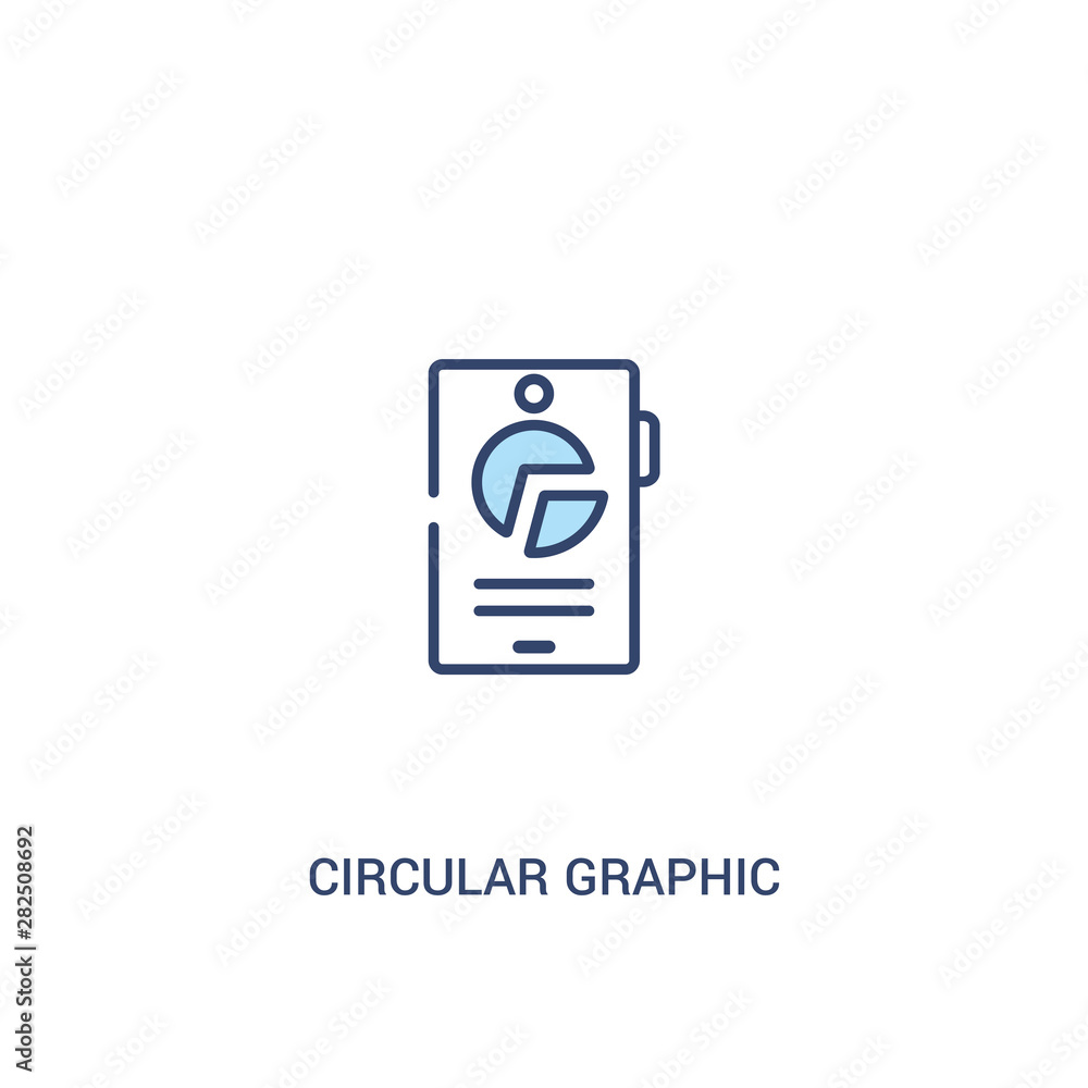 Poster circular graphic of mobile concept 2 colored icon. simple line element illustration. outline blue ci