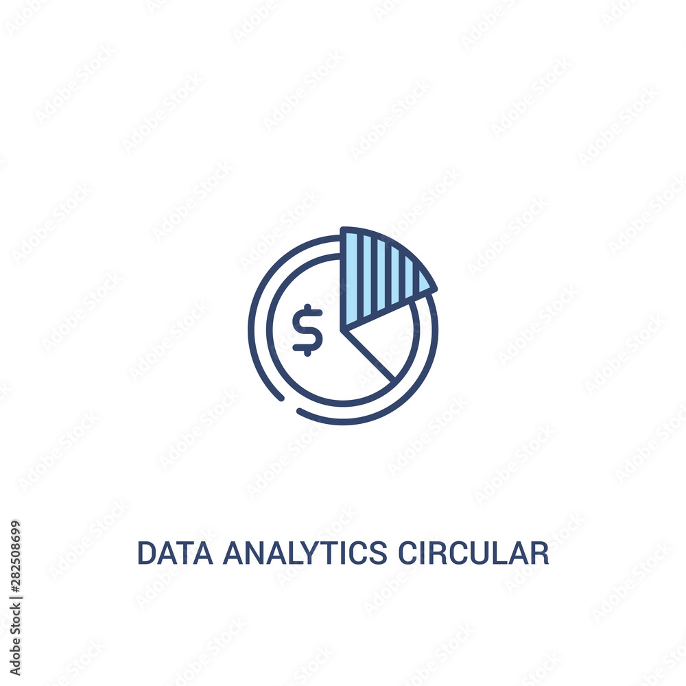 Poster data analytics circular graphic concept 2 colored icon. simple line element illustration. outline bl