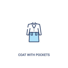 coat with pockets concept 2 colored icon. simple line element illustration. outline blue coat with pockets symbol. can be used for web and mobile ui/ux.