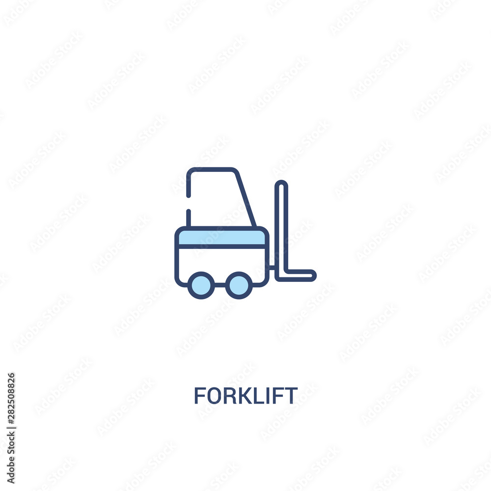 Poster forklift concept 2 colored icon. simple line element illustration. outline blue forklift symbol. can