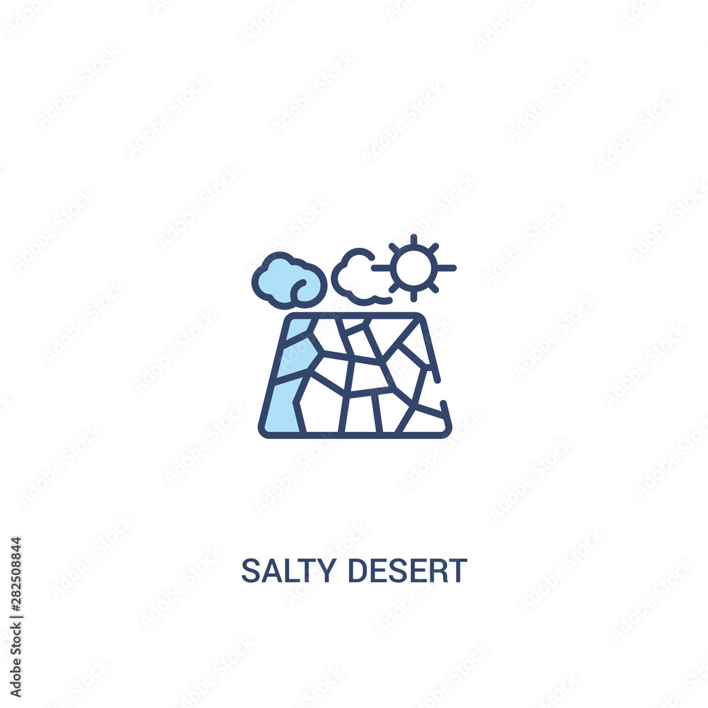 Poster salty desert concept 2 colored icon. simple line element illustration. outline blue salty desert sym