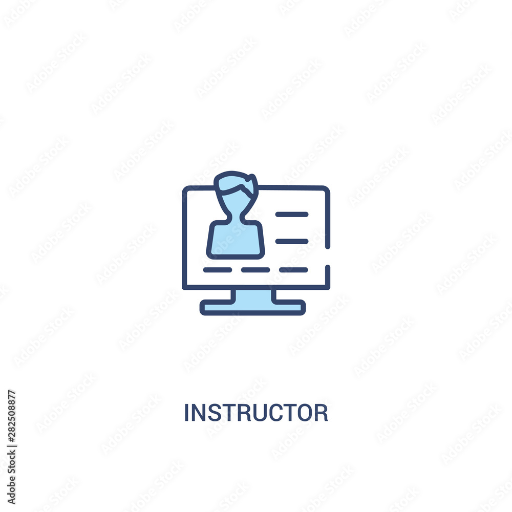 Poster instructor concept 2 colored icon. simple line element illustration. outline blue instructor symbol.