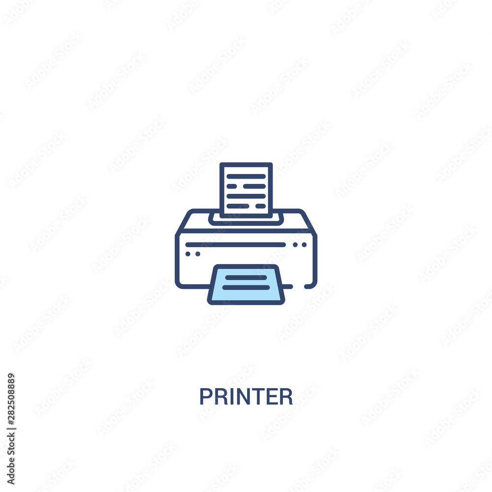 Aufkleber printer concept 2 colored icon. simple line element illustration. outline blue printer symbol. can b