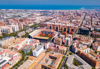 Valencia, Spain - April 16, 2019: Top view of the new Mestalla stadium. Valencia, Spain