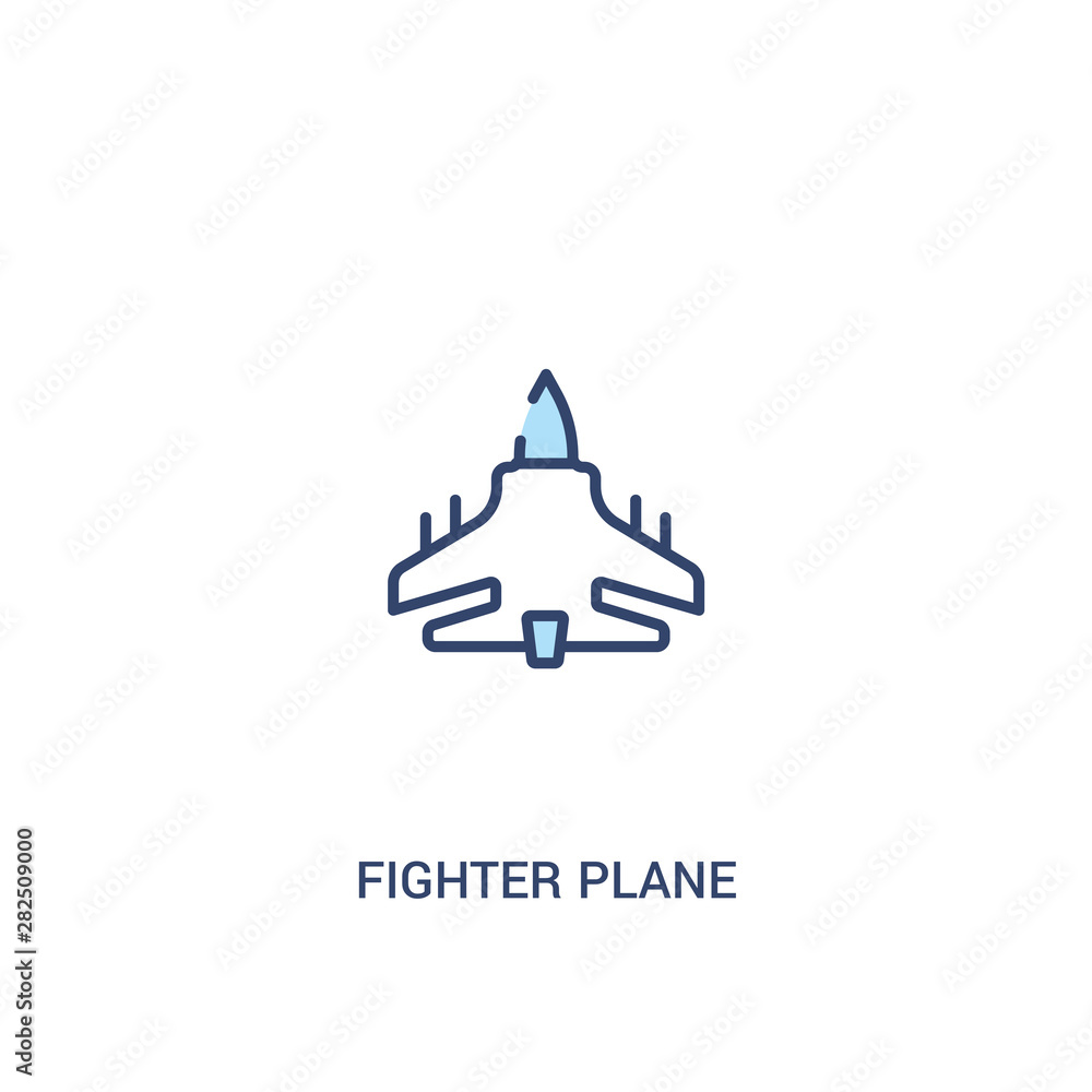 Poster fighter plane concept 2 colored icon. simple line element illustration. outline blue fighter plane s
