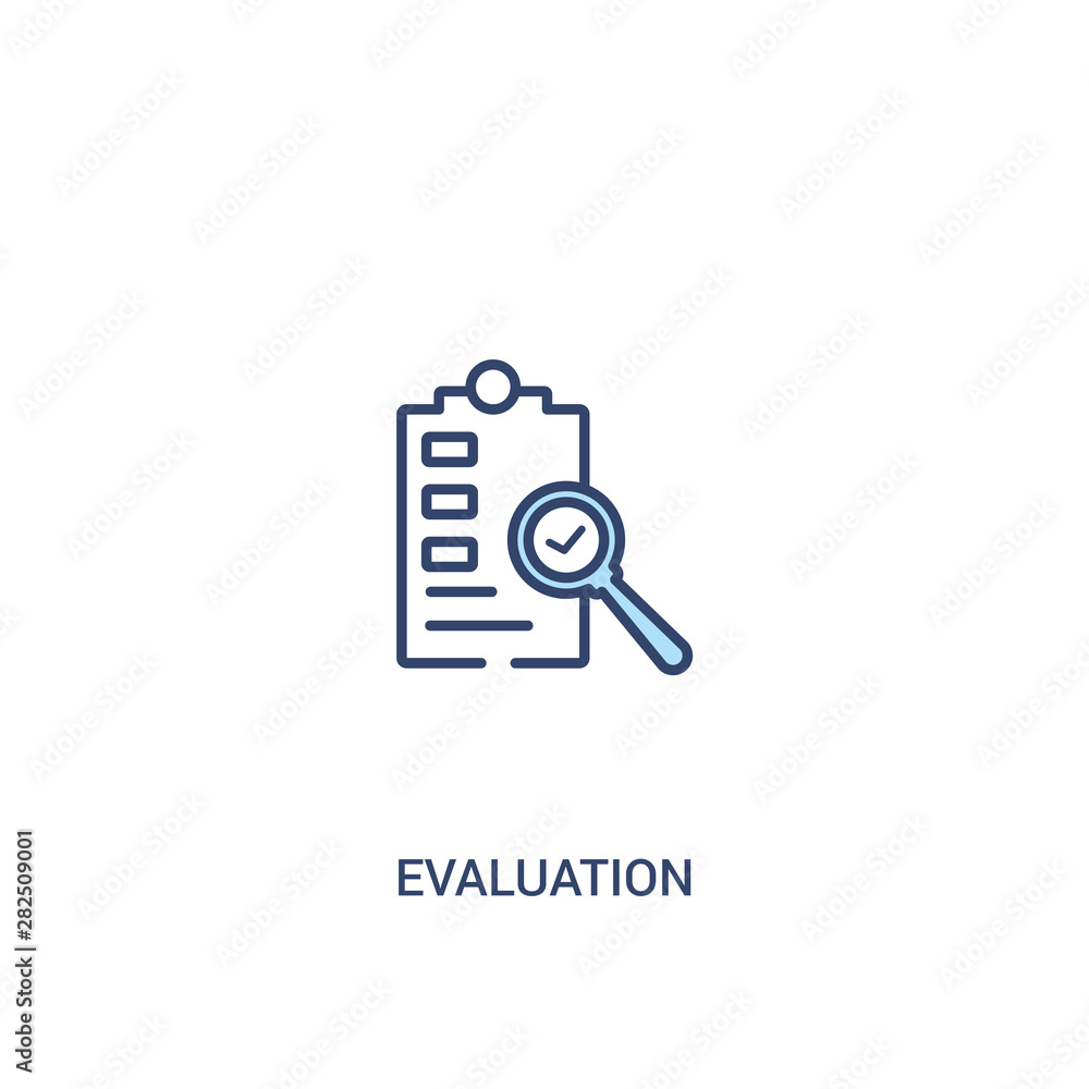 Poster evaluation concept 2 colored icon. simple line element illustration. outline blue evaluation symbol.