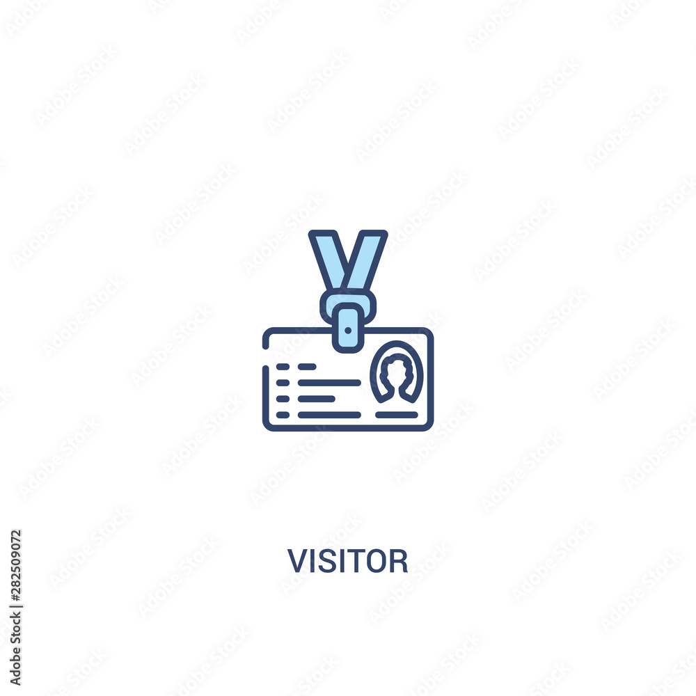 Aufkleber visitor concept 2 colored icon. simple line element illustration. outline blue visitor symbol. can b