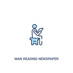 man reading newspaper concept 2 colored icon. simple line element illustration. outline blue man reading newspaper symbol. can be used for web and mobile ui/ux.
