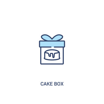 cake box concept 2 colored icon. simple line element illustration. outline blue cake box symbol. can be used for web and mobile ui/ux.
