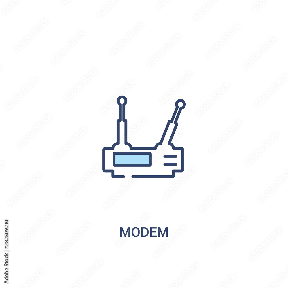 Poster modem concept 2 colored icon. simple line element illustration. outline blue modem symbol. can be us